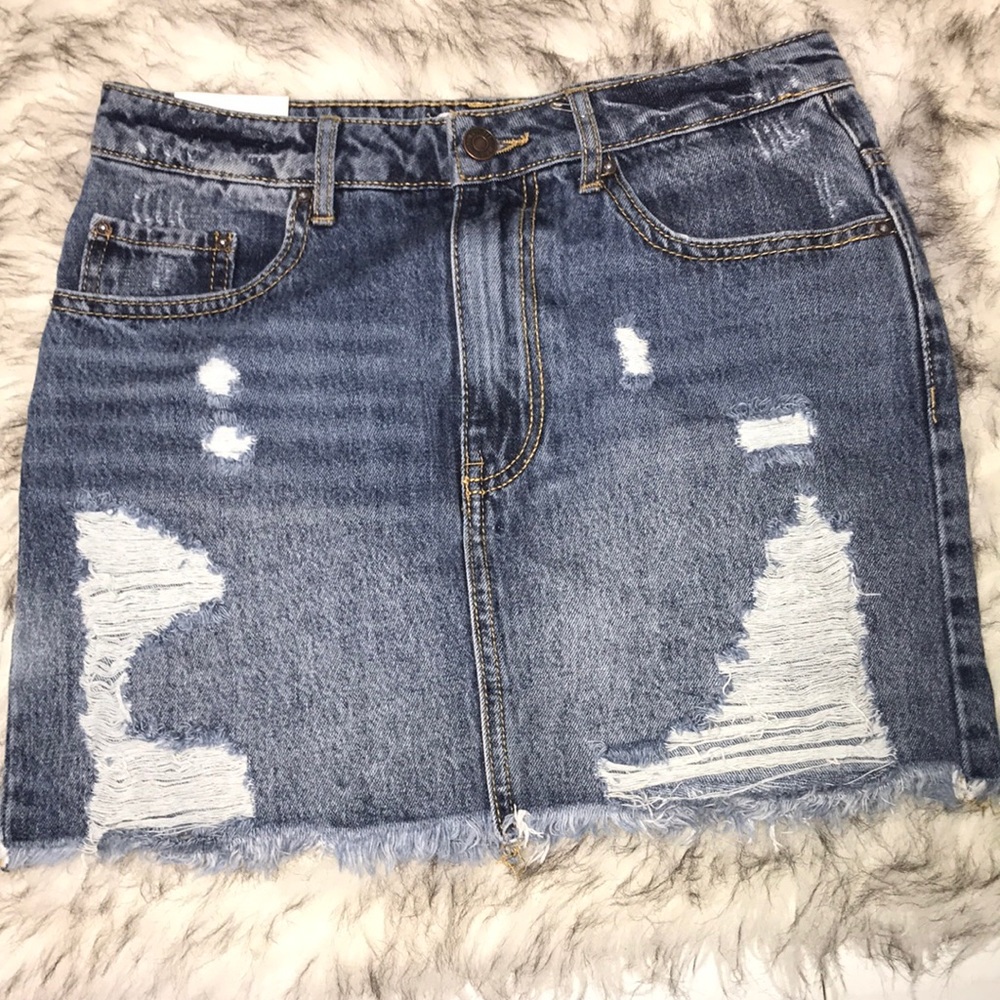 Ripped jean skirt